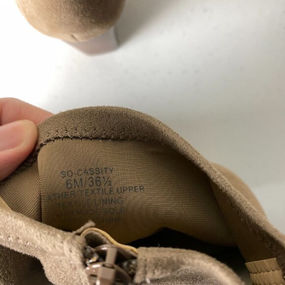 Sole Society Cassity Sock Bootie Heeled Tan Faux Suede Block Heel Womens 6M - Picture 9 of 9